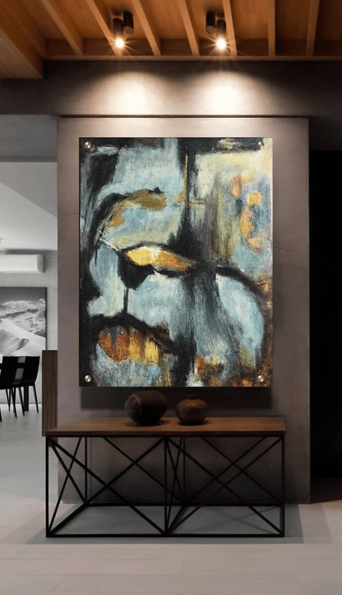 תמונת זכוכית לחדר שינה Andréanne ציור על זכוכית בסגנון אבסטרקט - דגם G34535