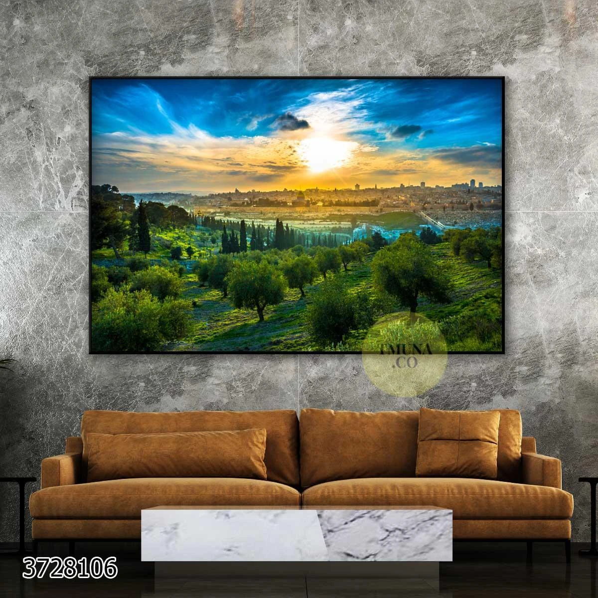 רגעי זריחה בירושלים - תמונה של נוף ירושלים על קנבס למשרד או כניסה לבית דגם 3728106