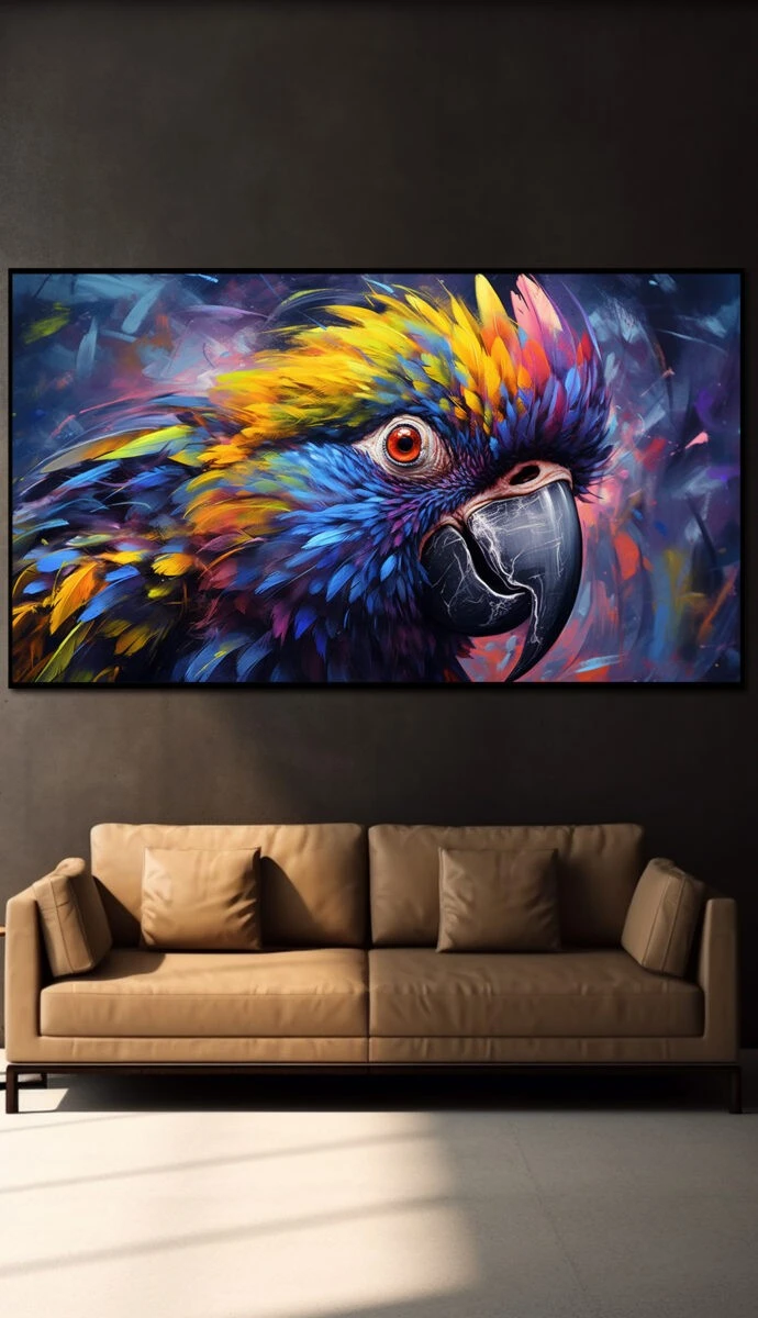 אמנות הצבעים תמונת זכוכית או קנבס לפינת אוכל ציור בצבעי צבעוני, אדום, צהוב, ירוק, ורוד, כחול - דגם 32481763