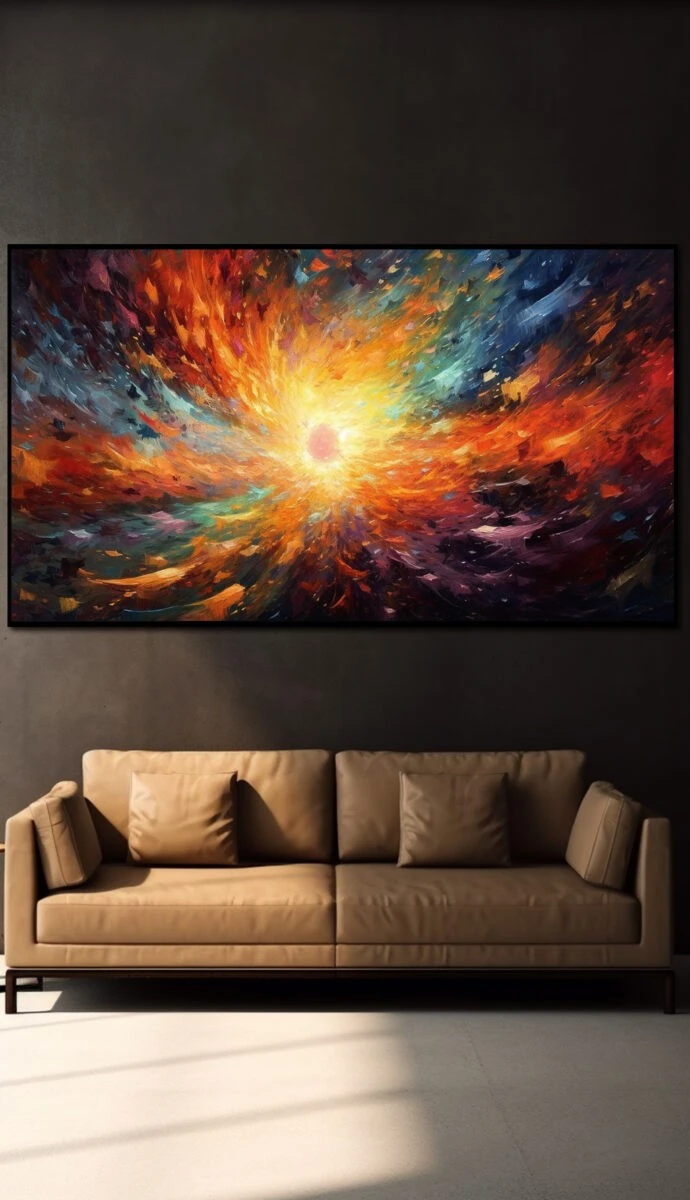 תמונת זכוכית לסלון יצירת הבריאה בחלל II הדפסת ציור על זכוכית ציורים - דגם 32483025