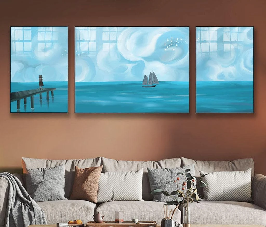 סט תמונות מרגיעות על קנבס של נוף ים לסלון או לקליניקה דגם 3728473