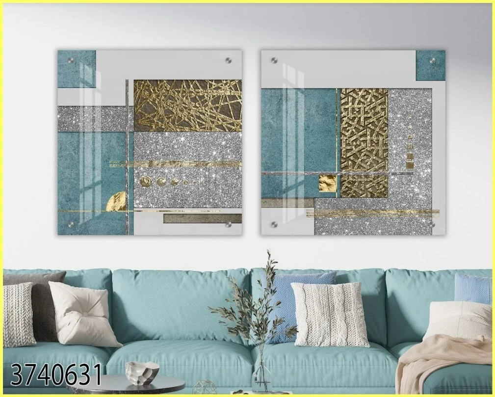תמונות לסלון תבניות גאומטריות הדפסה על זכוכית מתאים גם לתלייה במשרדים דגם 3740631