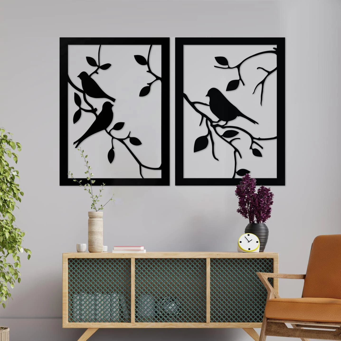 שלושה ציפורים - תמונות מיוחדות לכניסה לבית לפינת אוכל לחדר שינה דגם m136-m137