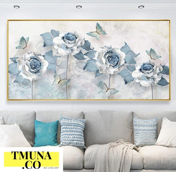 'אבסטרקט פרחים' תמונת קנבס לסלון או קליניקה דגם 6414590