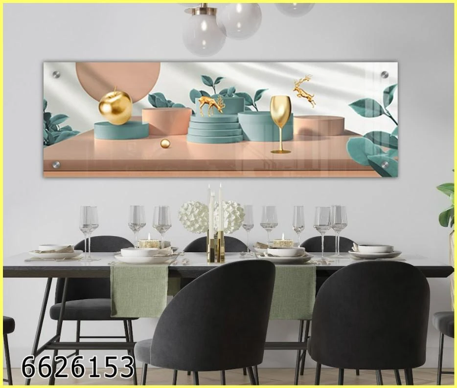 תמונות לפינת אוכל ולמטבח בסגנון נורדי "אייל מקפץ אל הכוס" בהדפסה על זכוכית פנורמית יוקרתית 6626153