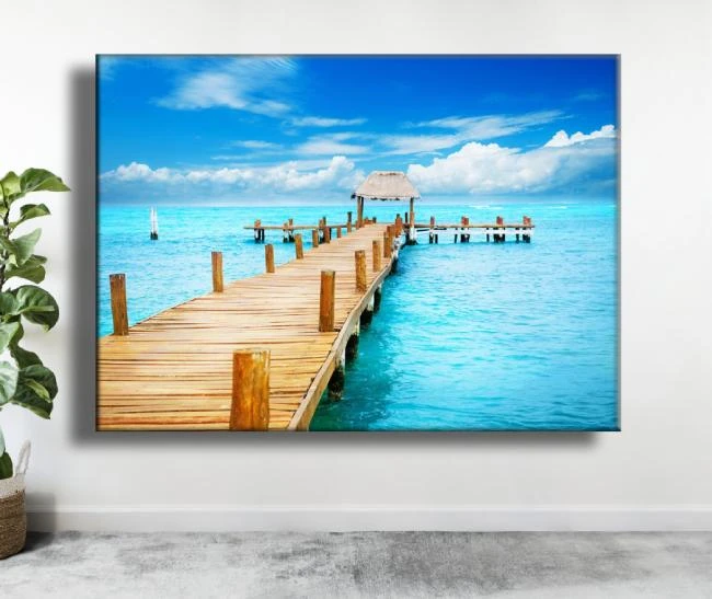 קנבס לסלון - בקתה על המים