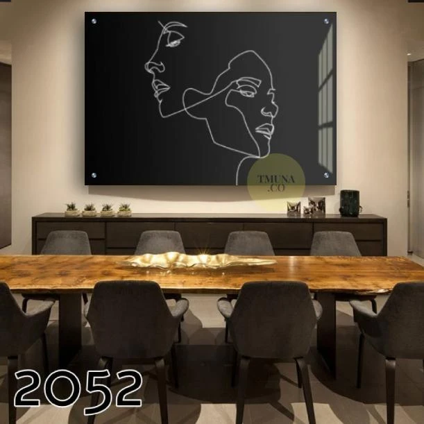 תמונות קו | דמויות - תמונה יוקרתית מינימליסטית מזכוכית לסלון לחדר שינה או משרד דגם 2052