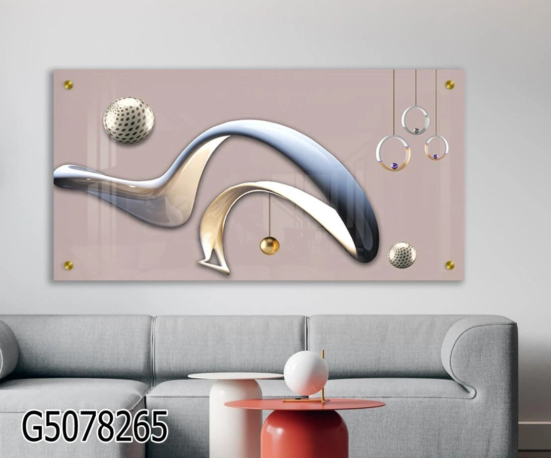 תמונה תלת מימדית עם אלמנט מתכתי מודפסת על זכוכית בעיצוב תלת מימד 3D לחללים מעוצבים דגם 5078265