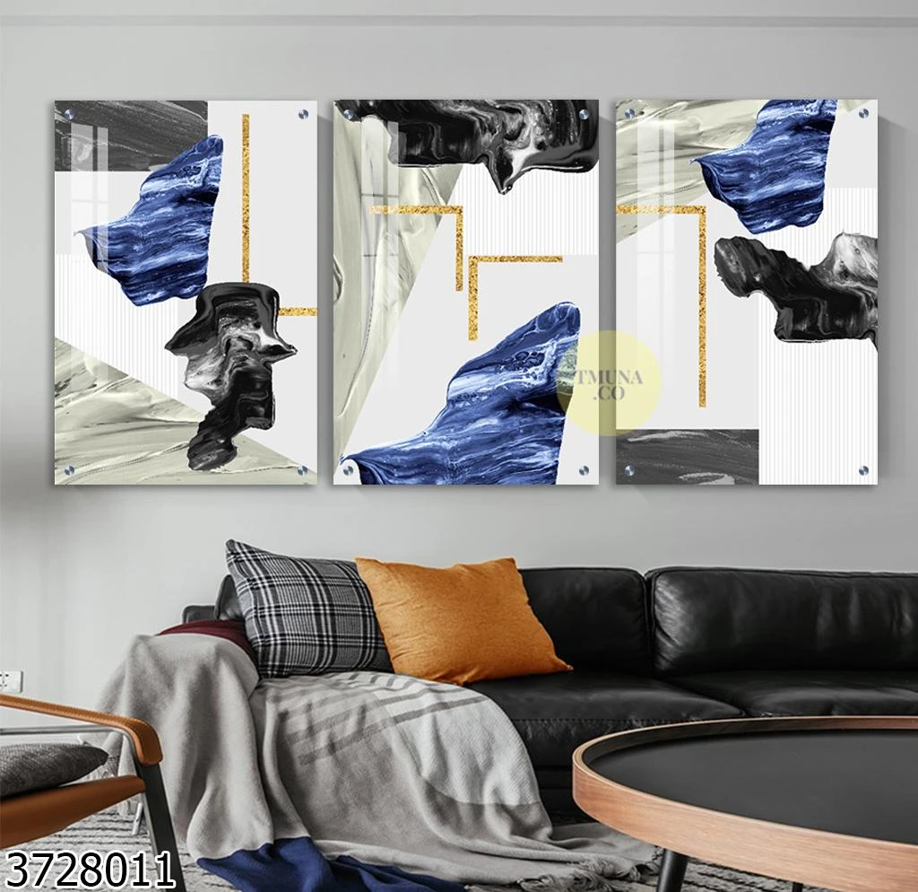 סט 3 תמונות זכוכית בסגנון מודרני יוקרתי למשרד דגם 3728011