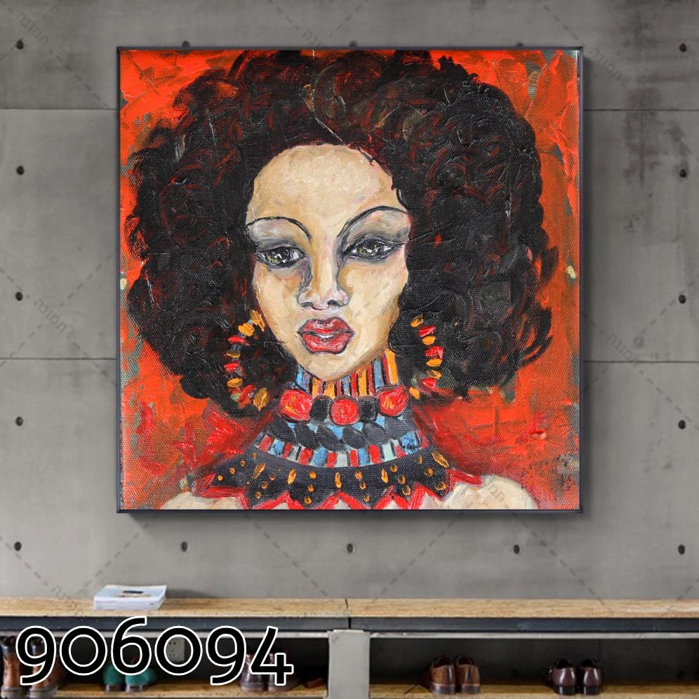 מלכת שבא ציור קנבס בצבע אדום לתלייה בכניסה לבית או במשרד דגם 906094