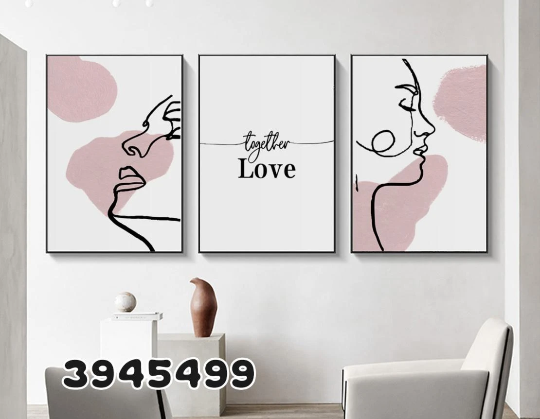 טריפל תמונות קו על קנבס בסגנון מינימליסטי לתלייה בחדר שינה דגם 3945499
