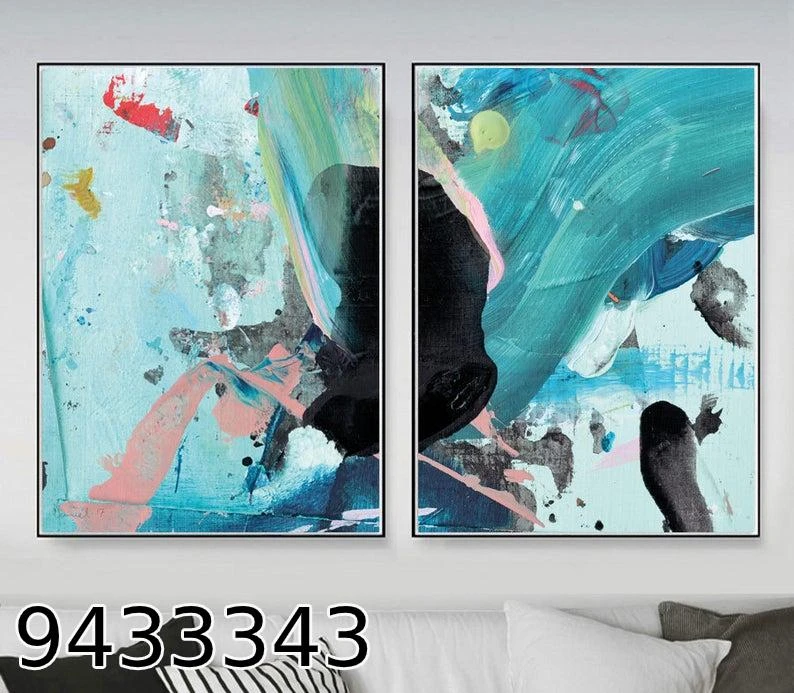 ציורים אבסטרקטים מדהימים וצבעוניים לסלון - סט 2 תמונות ממוסגרות מק"ט 9433343