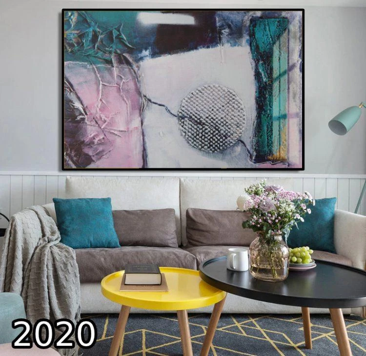 ציור אבסטרקט אומנותי על קנבס - התמונה מוכנה לתלייה על הקיר 2020