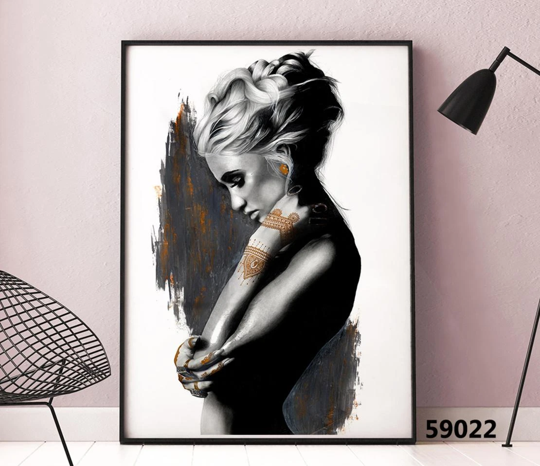 אישה אינדיגו תמונת קנבס לחדר שינה או כניסה לבית דגם 59022