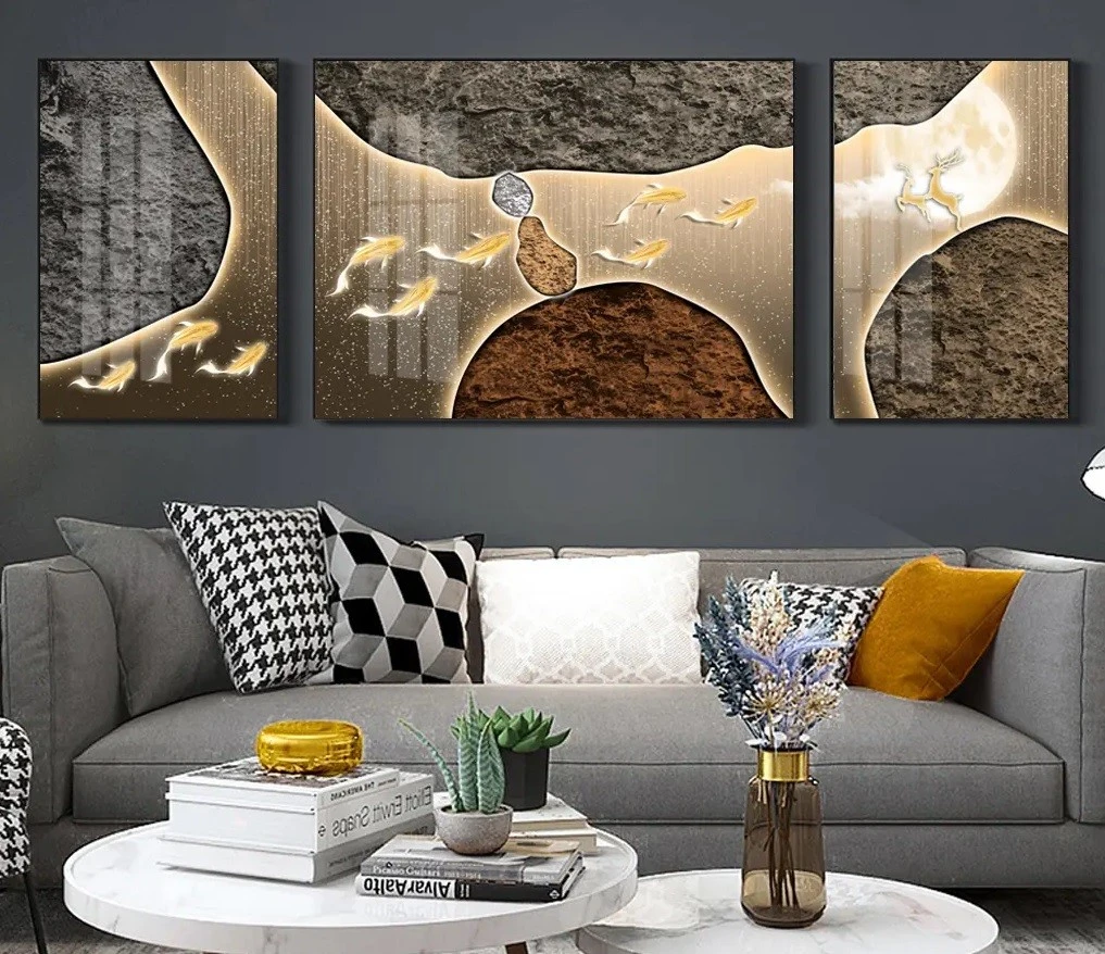 סט 3 תמונות קנבס של חיות חלל מודרני עיצוב מיוחד בעלי חיים לקליניקה - דגם 27993959