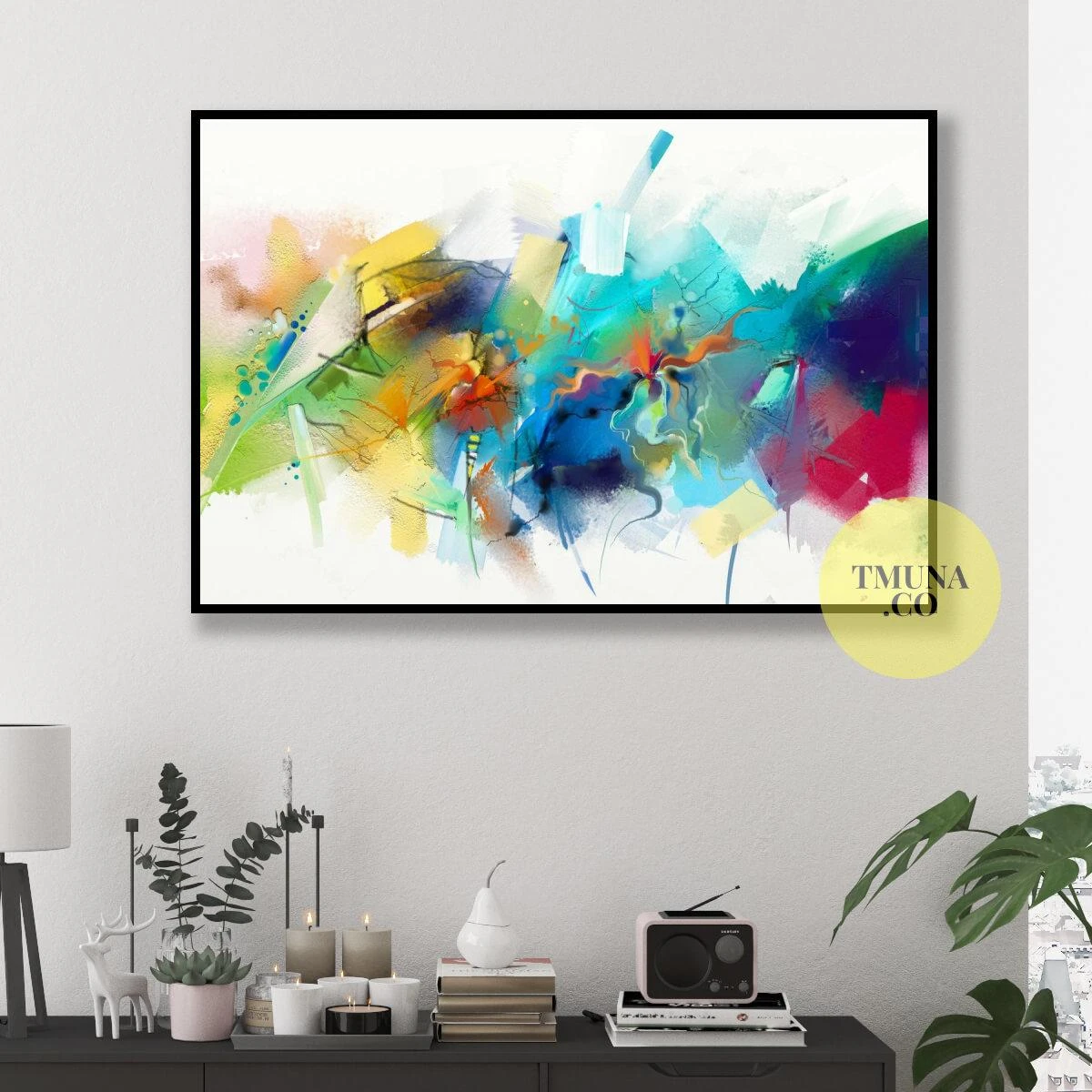 ציורים אבסטרקטים | ריינבו ציור צבעוני לסלון דגם 906113