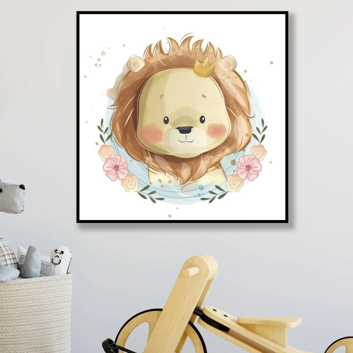 האריה המתוק - ציור לחדרי ילדים ולחדרי תינוקות הדפסת תמונה על קנבס או זכוכית דגם 3728336