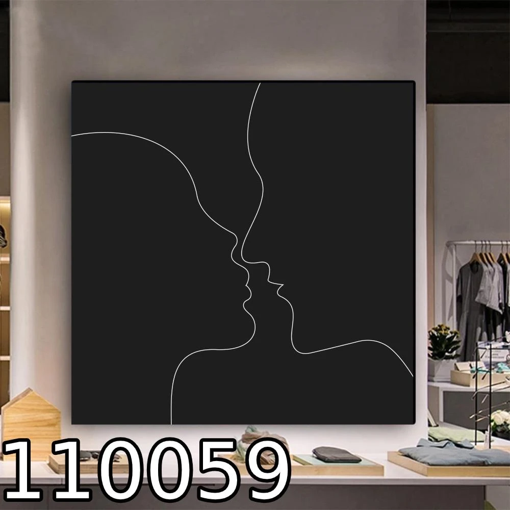 תמונות בקו אחד | תמונת קנבס מינימליסטית בשחור לבן לחדר שינה דגם 110059