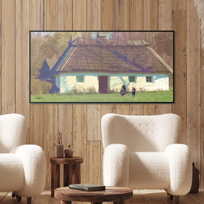 תמונה אופקית כפרית בית החווה ירוק למטבח תמונת קנבס רטרו - דגם 135424