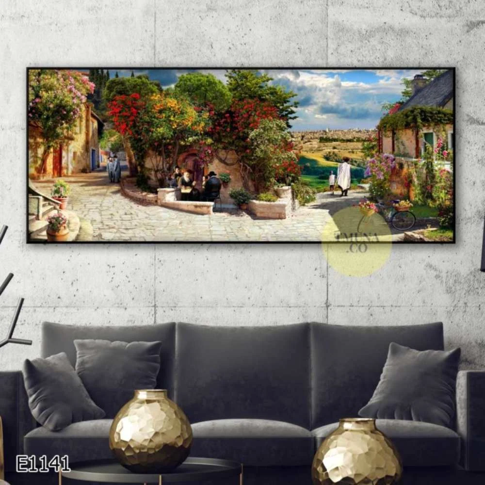 תמונות נוף של ירושלים | קדושת ירושלים - תמונה ציורית של ירושלים על קנבס לסלון למסדרון או משרד דגם E1141