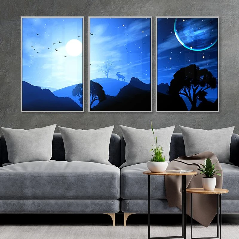 תמונות חלל מזכוכית פלנטה אחרת בצבע עיקרי כחול לחדר שינה סלון או משרד דגם 135187