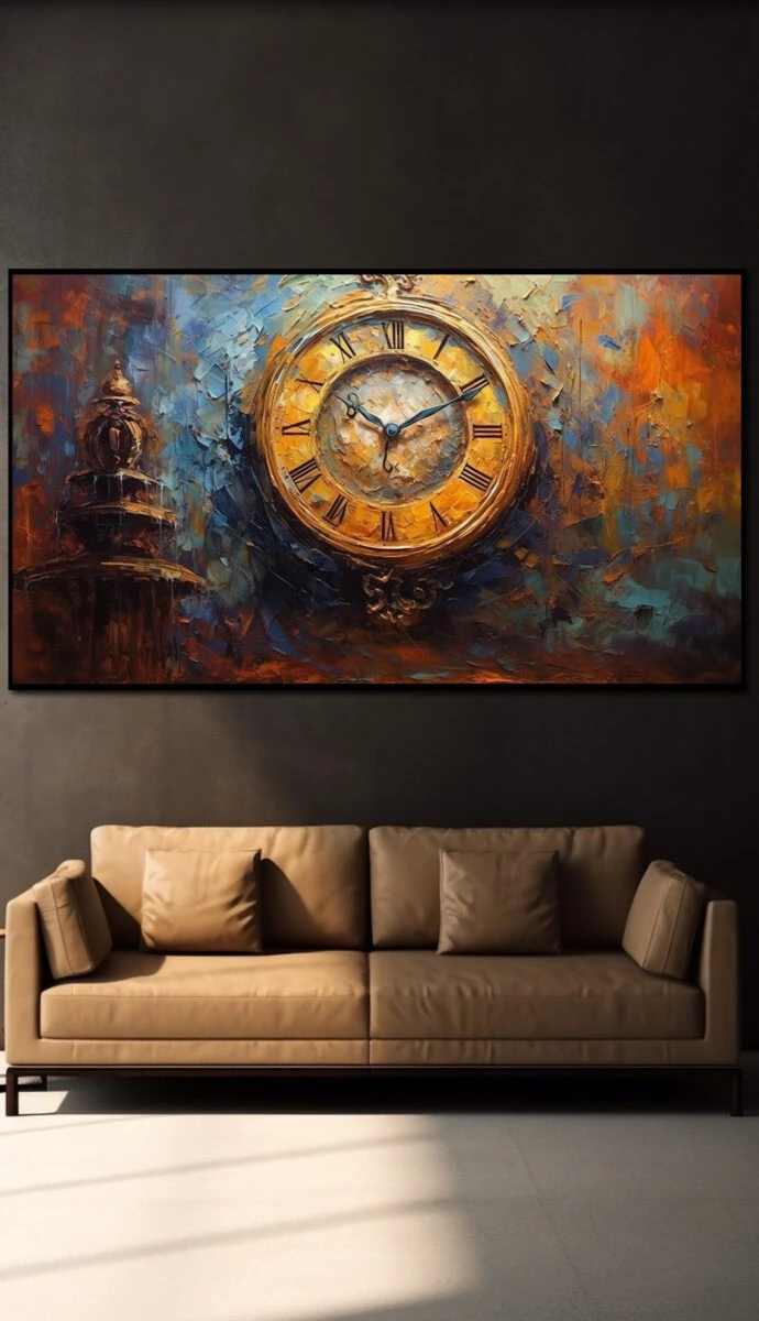 תמונת זכוכית לחדר שינה שעון הניצחון צבעוני הדפסת ציור על זכוכית אבסטרקט - דגם 32483071