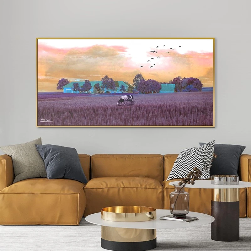 תמונה אופקית כפרית חווה מהחלומות לסלון תמונת קנבס רטרו - דגם 135406