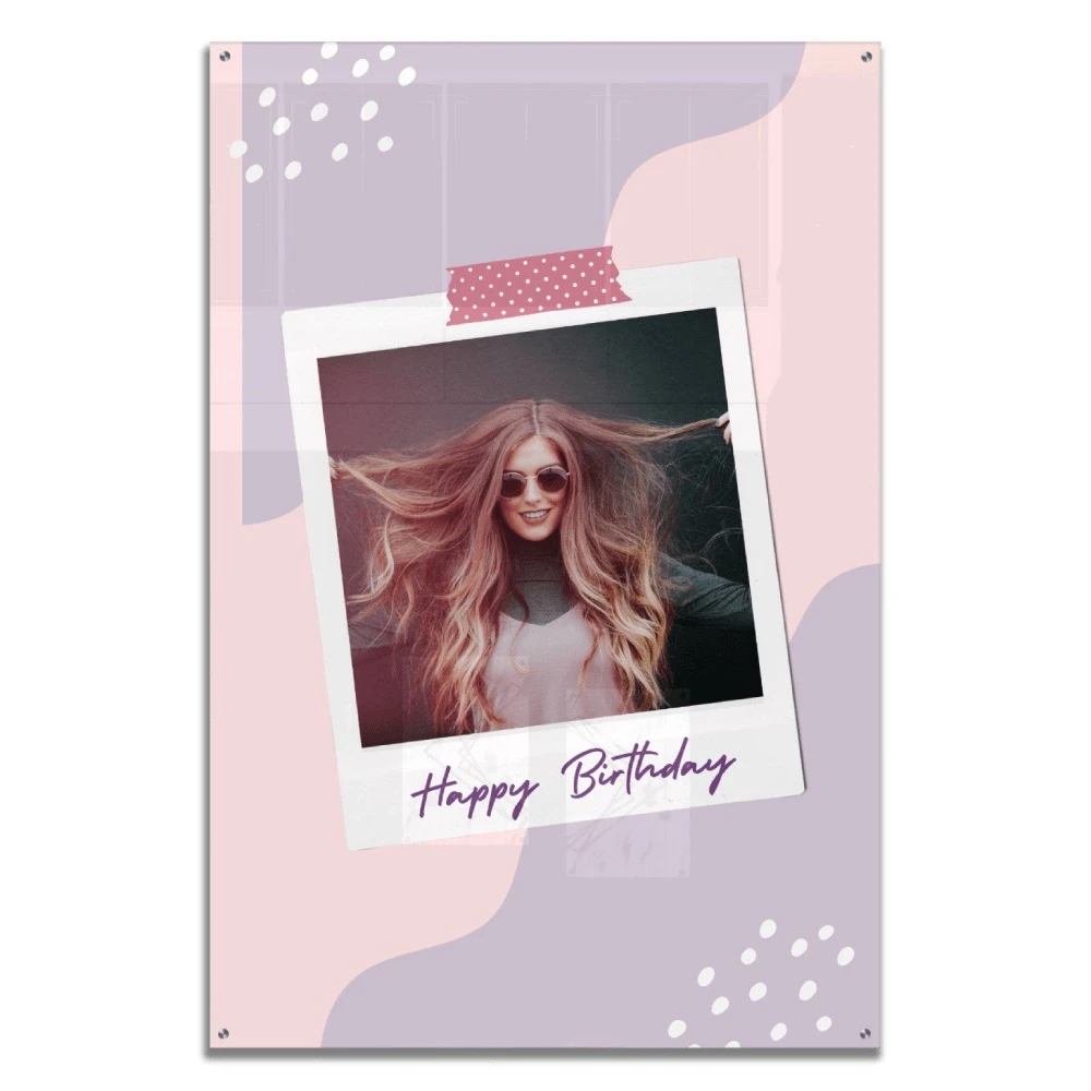 תמונה בהדפסה על זכוכית מתנה ליום הולדת בגוון ורוד סגול 032417