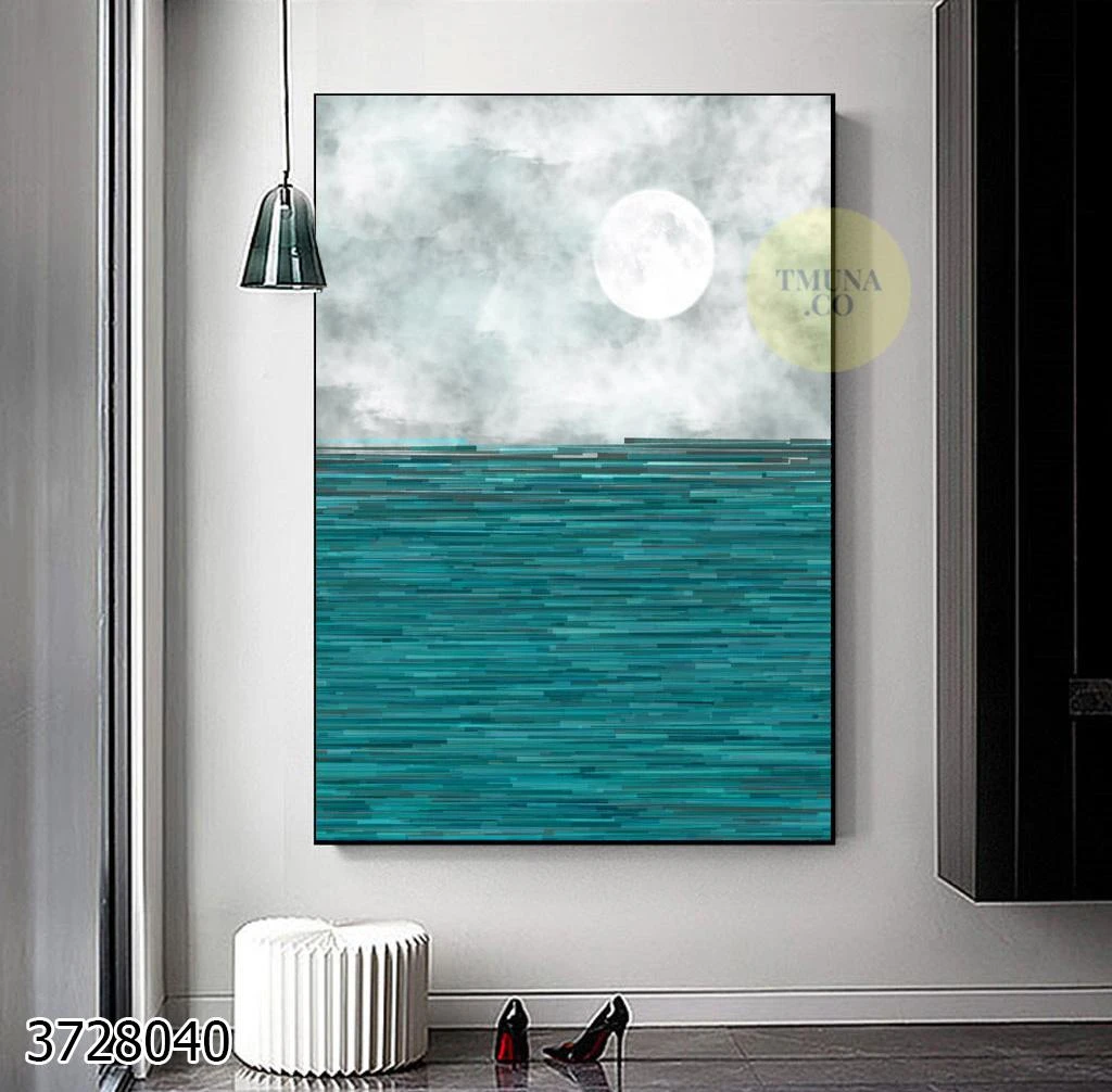ים ושמיים תמונה של ים על קנבס בסגנון אבסטרקטי לחדר שינה או משרד דגם 3728040