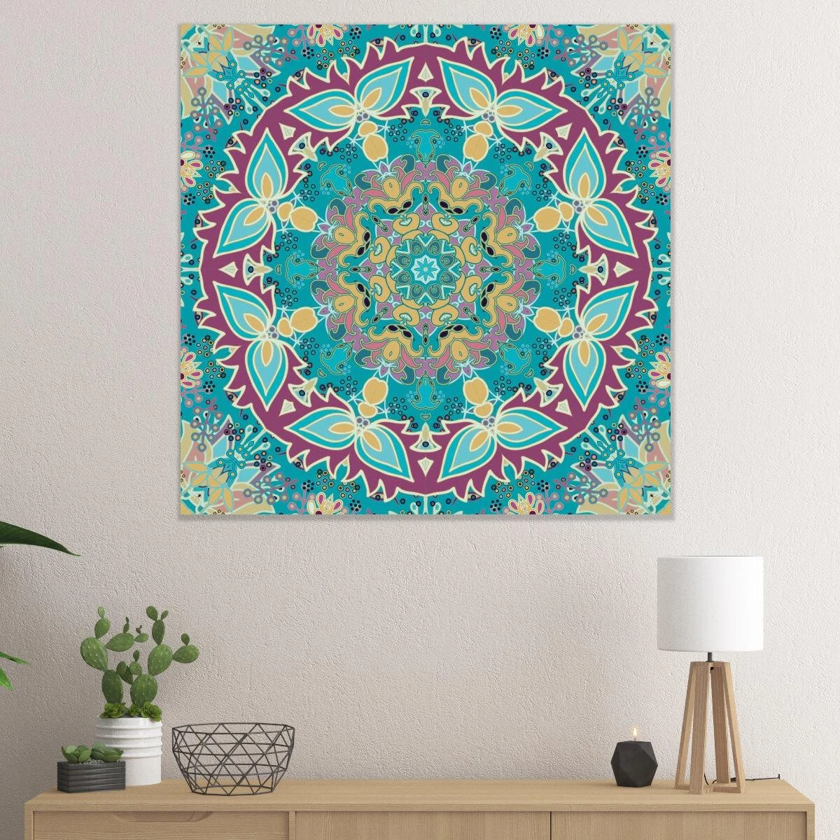 מנדלה בצבעים אותנטיים - מנדלות תמונות זכוכית או קנבס לסלון או לכניסה לבית דגם 3728281