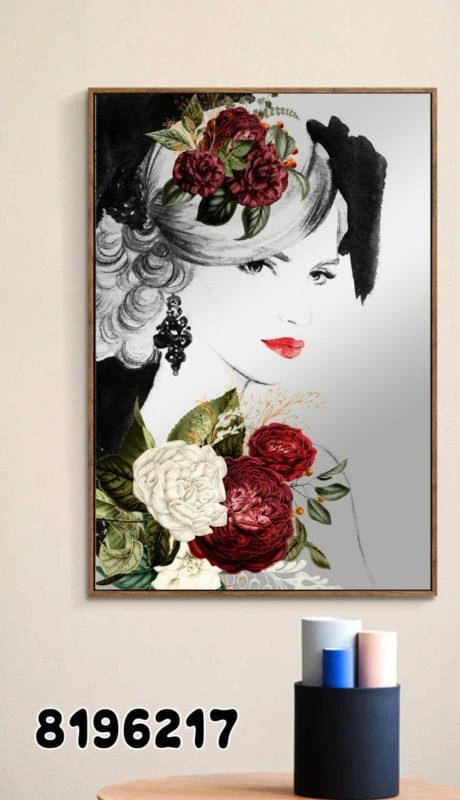 תמונת קנבס למטבח 'אישה ופרח' מקט 8196217