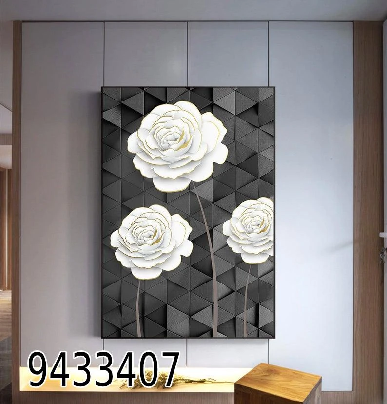 ורדים לבנים-תמונת קנבס למשרד חדר שינה לובי 9433407