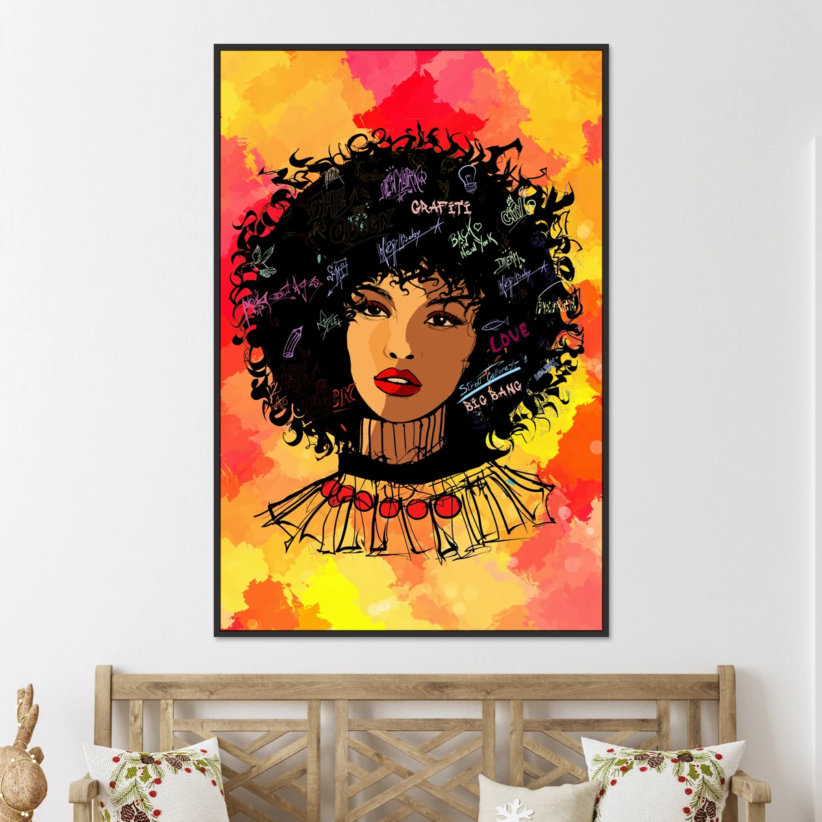 אפריקאית צבעונית תמונות קיר פופ ארט זכוכית לחדר שינה או סלון או סטודיו דגם 3728067