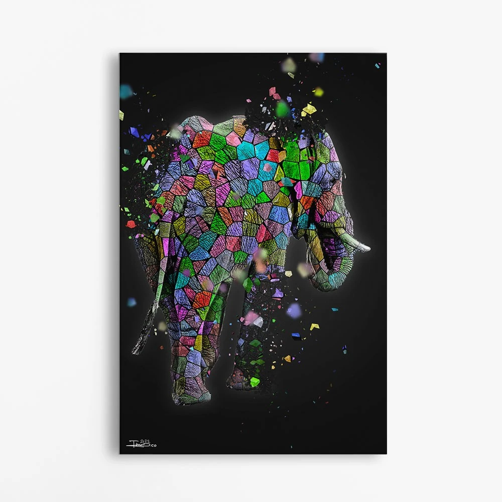 תמונה בצבע אפור לחדר שינה ריקוד הפילים I עיצוב ייחודי בעלי חיים - דגם alvtm46p2299