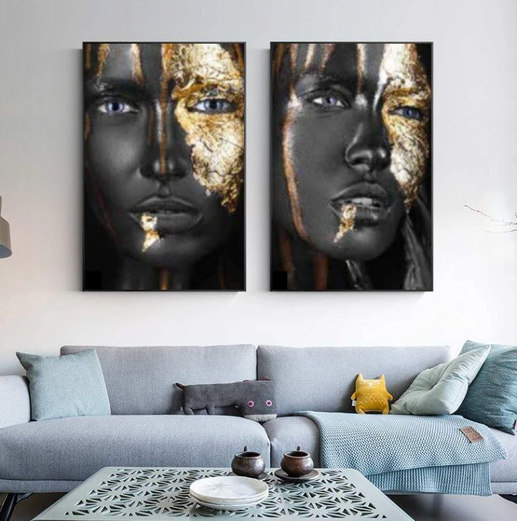 'זוג אפריקאיות #1' תמונות קנבס אפריקאיות לסלון דגם 323321