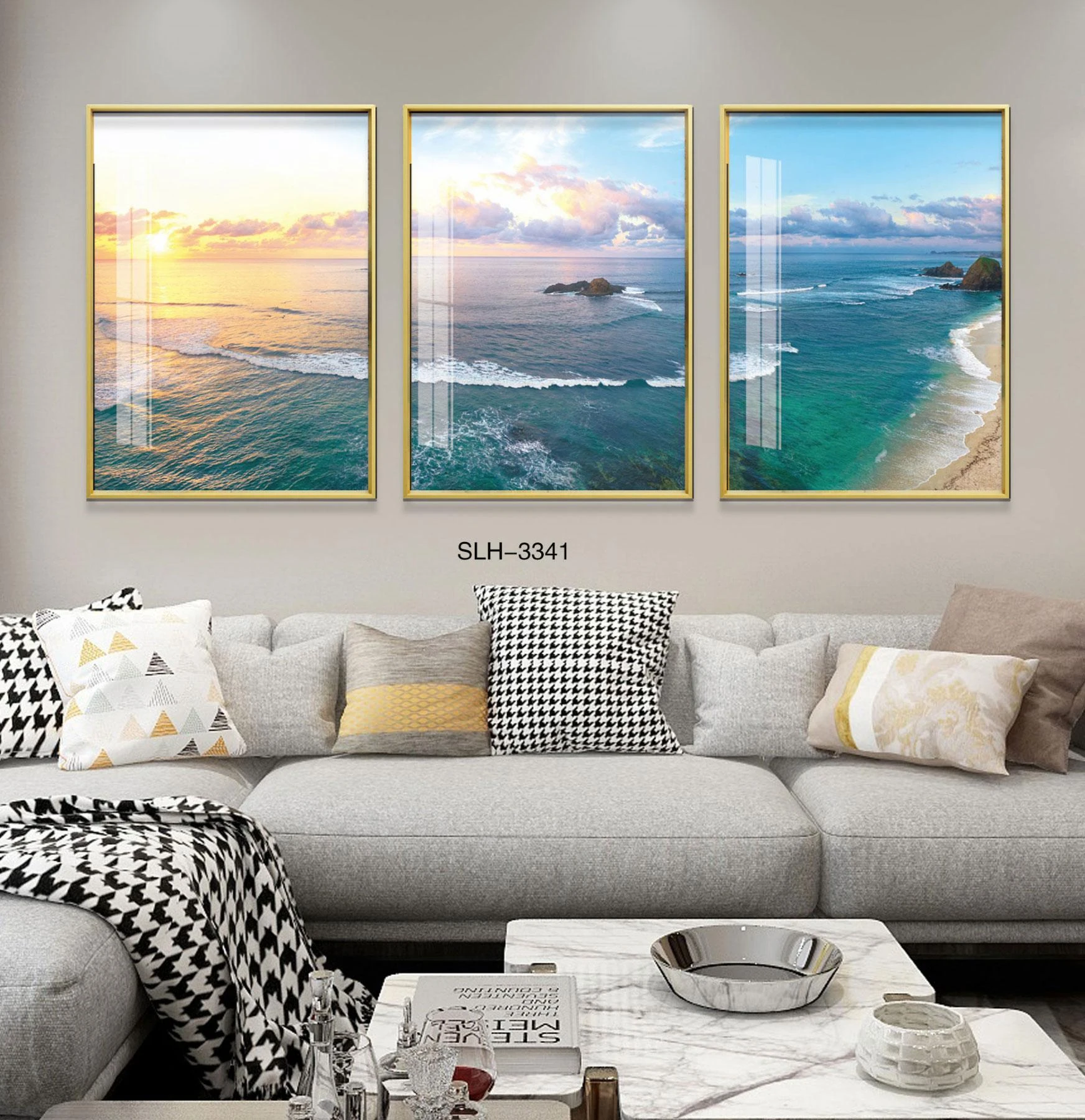 סט ‘נוף הים’ 3 תמונות של נוף חוף ים קנבס לסלון דגם 3341