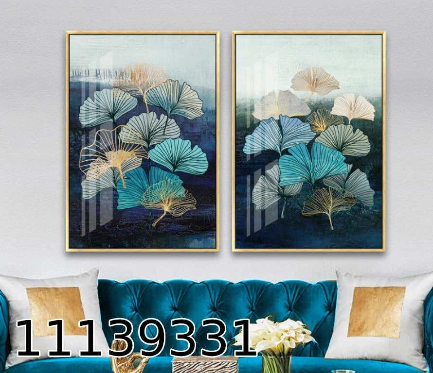 זוג תמונות זכוכית לסלון 'אבסטרקט בגווני כחול טורקיז' מקט 11139331