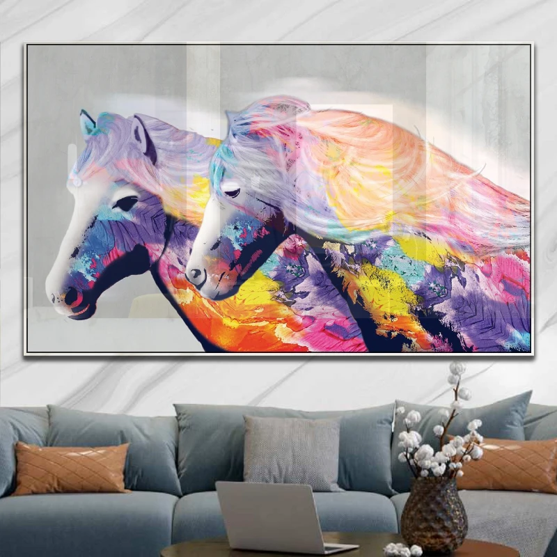 פופ ארט סוסים מטריפים בערבה - הדפס מדהים לתלייה במשרד או בקלינקה 134895