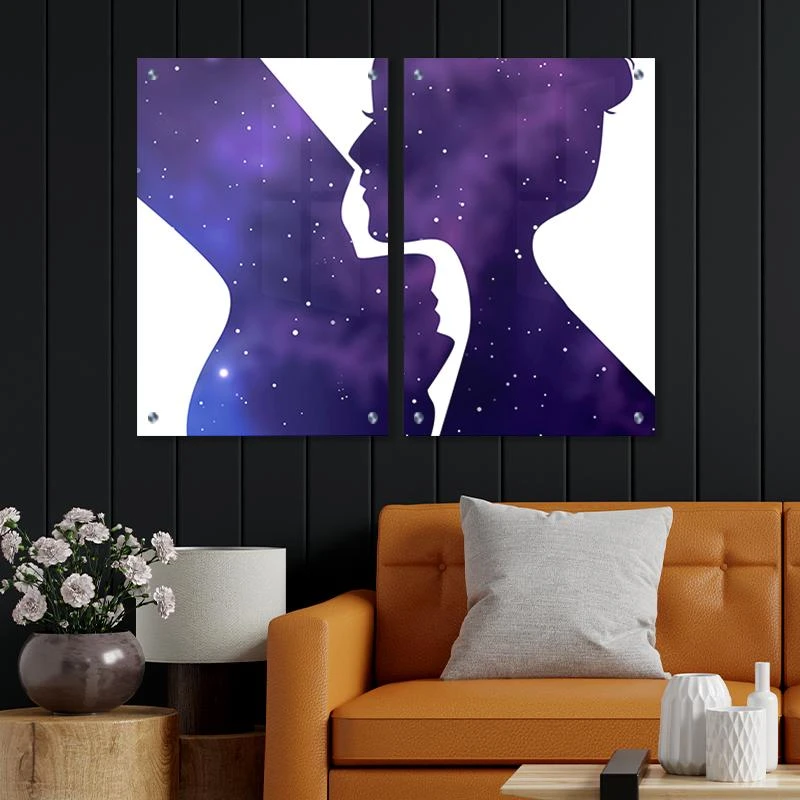 זוג תמונות זכוכית הפוכים בחלל תמונה זוגית מגניבה לתלייה בחדר שינה הורים חדר שינה זוגות או סלון דגם 135212