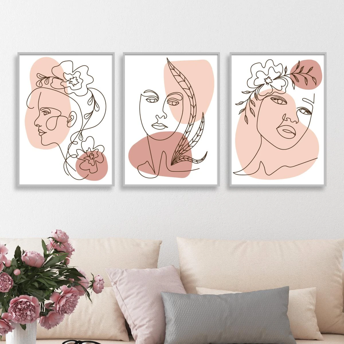 תמונות בשלושה חלקים מינימליסטיות בהדפסה על קנבס לתלייה בסלון או בחדר שינה דגם 3728691
