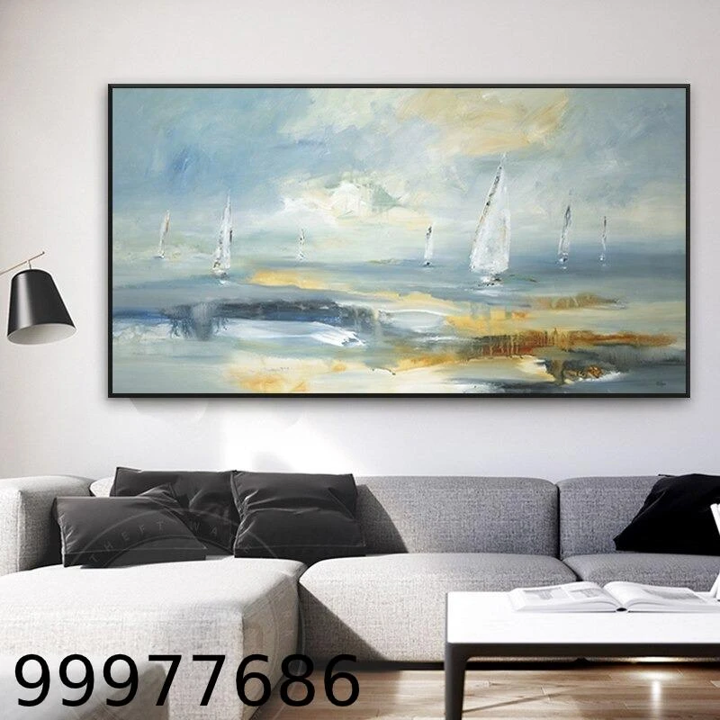 תמונות של נוף | תמונת קנבס לחדר שינה 'סירות מפרש על המים אבסטרקטי' דגם 99977686