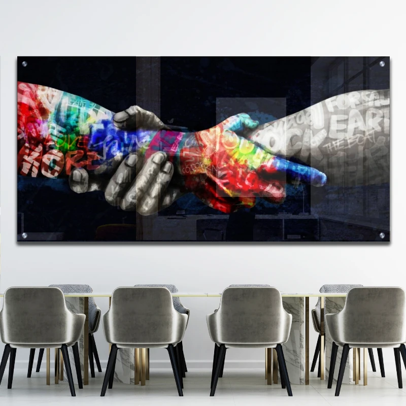 מאוחדים - הדפס גרפיטי על קנבס או זכוכית בסגנון פופ ארט למשרדים מעוצבים או לחדרי שינה דגם 134915