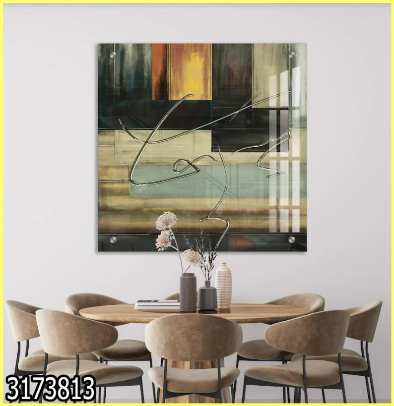 תמונות לפינת אוכל או למשרד אבסטרקט לא רגיל בצבעי אדמה קולקציית 2022 דגם 3173813