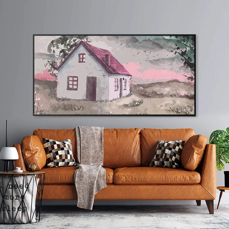 תמונה אופקית כפרית בית החווה I לסלון תמונת קנבס רטרו - דגם 135411