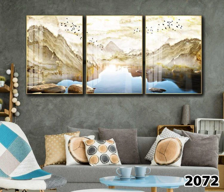 אבסטרקט הרים - סט 3 תמונות אבסטרקטיות יפות לסלון דגם 2072