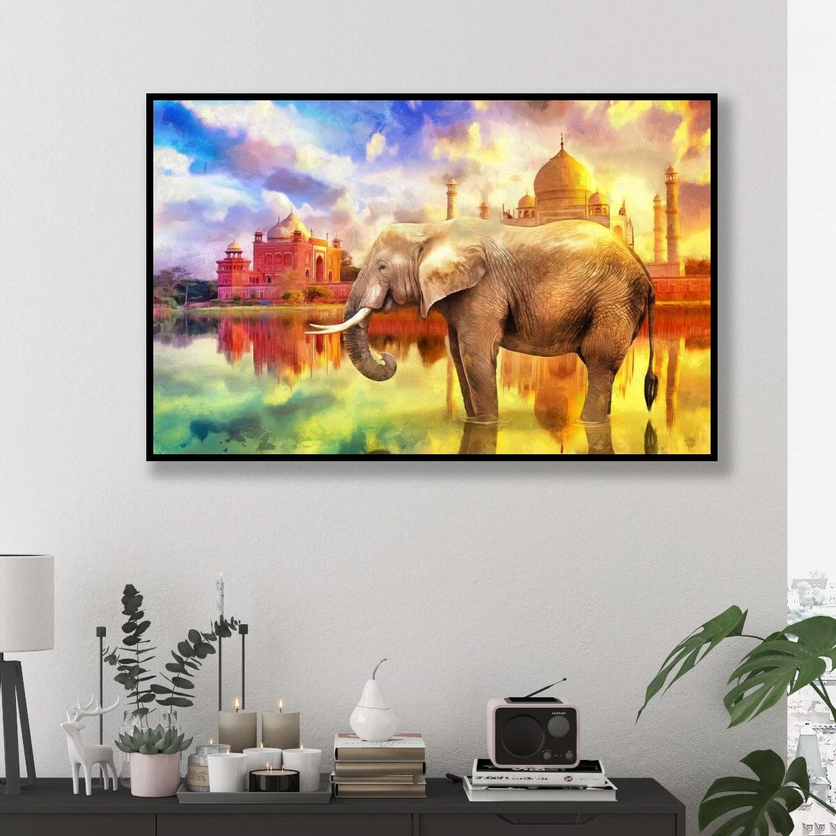 פיל בהודו תמונה צבעונית לקליניקה  או למשרד הדפסה על קנבס או זכוכית דגם 3728468