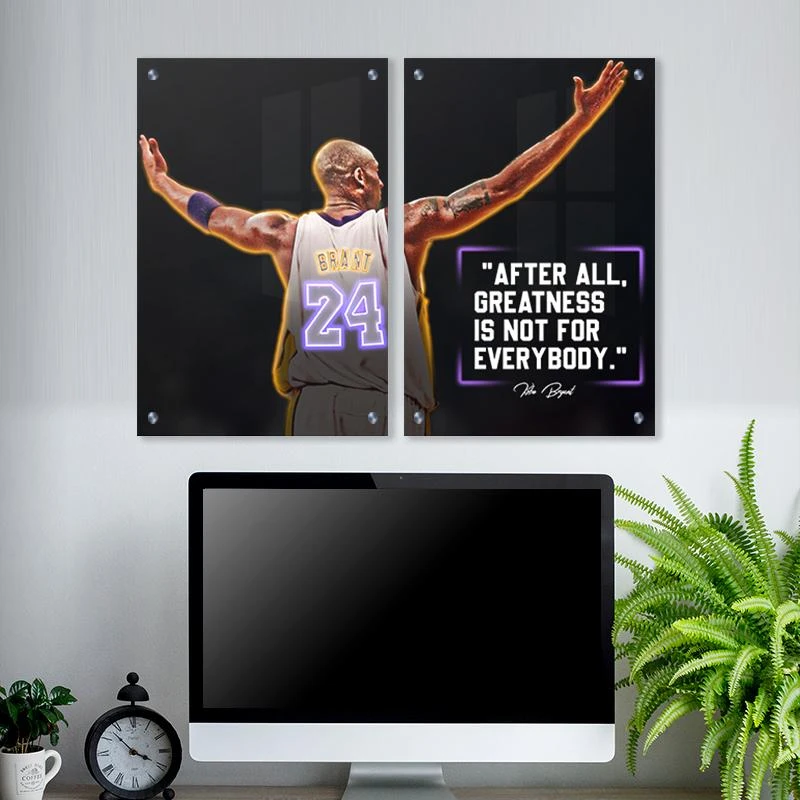 תמונת מוטיבציה של קובי בראיינט לחדר שינה או למשרד AFTER ALL... בגודל 40X60*2 ס"מ, 70X100*2 ס"מ  עיצוב בנושא גיימינג, משפטים, לילדים, מוטיבציה, מפורסמים, ספורט, כדורגל, נאון מגיע בקנבס מתוח על מסגרת עץ, זכוכית ומנטים כסופים - דגם 135300