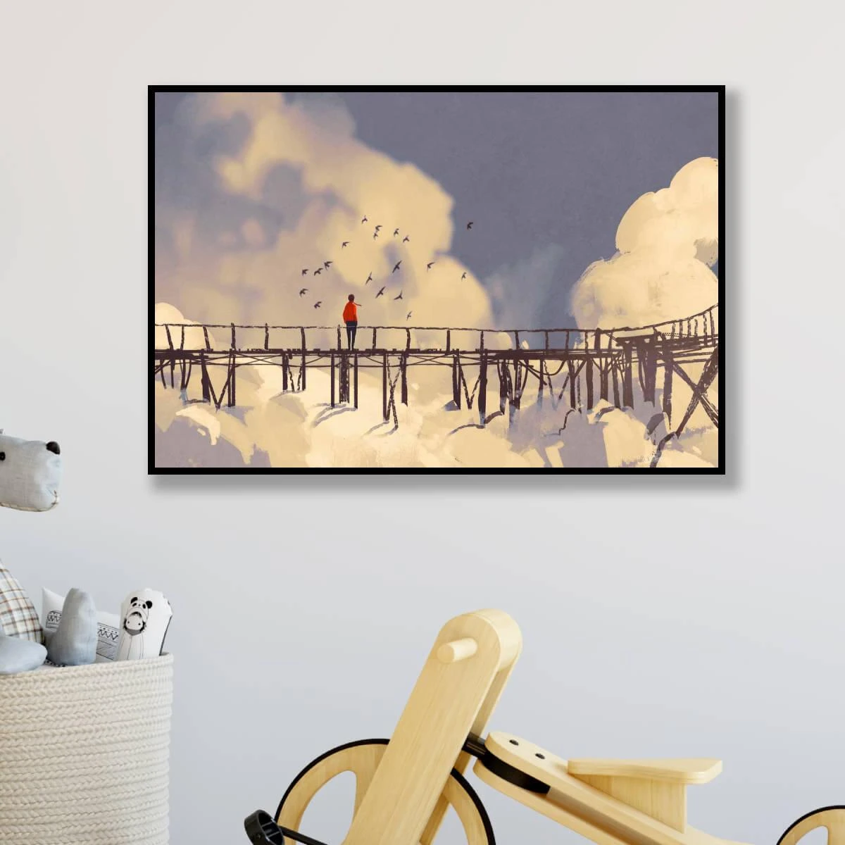 תמונה לחדרי נוער וחדרי ילדים – גשר בעננים – תמונת פנטזיה המעודדת חלימה והתפתחות דגם 3728340