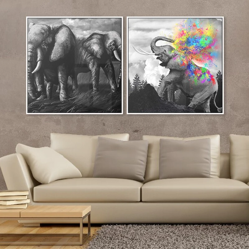 2 תמונות קנבס למשרד פילים מדהימים תמונות מחולקות פופארט - דגם 135273