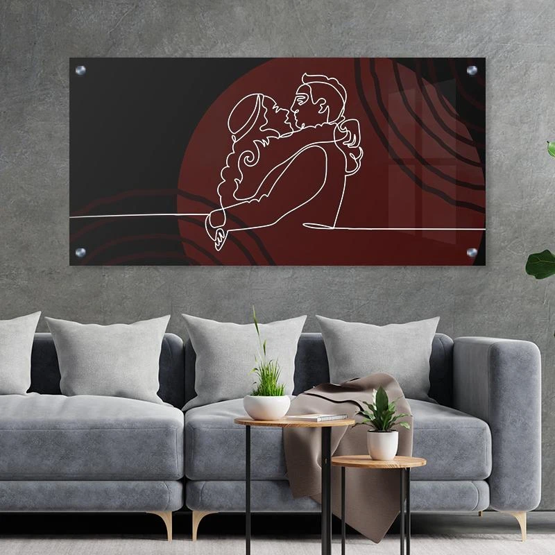 תמונת זכוכית מקורית לרוחב לתלייה בחדרי נוער הורים או סלון בצבעים שחור בורדו - ללכת בדרכך דגם 135336